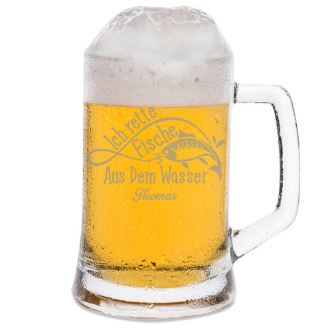 Montana Bierkrug mit Gravur "Ich rette Fische aus dem Wasser" mit Namen
