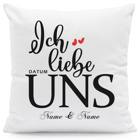 Bedrucktes Kissen mit Motiv "Ich Liebe Uns"