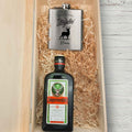 Flachmann aus Edelstahl Geschenkset - personalisiert mit Jägermeister im Set
