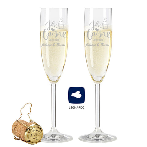 Leonardo Sektglas mit Gravur "Je t'aime"
