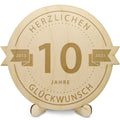 Gravierte Jubiläumsscheibe aus Holz