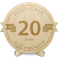 Gravierte Jubiläumsscheibe aus Holz