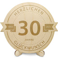 Gravierte Jubiläumsscheibe aus Holz