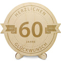 Gravierte Jubiläumsscheibe aus Holz