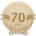 Gravierte Jubiläumsscheibe aus Holz