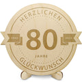 Gravierte Jubiläumsscheibe aus Holz