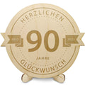 Gravierte Jubiläumsscheibe aus Holz