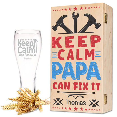 Leonardo Weizenglas "Keep calm papa can fix it" mit Namen