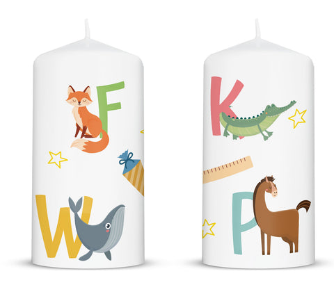Kleine Kerze "Tiere ABC" zur Einschulung