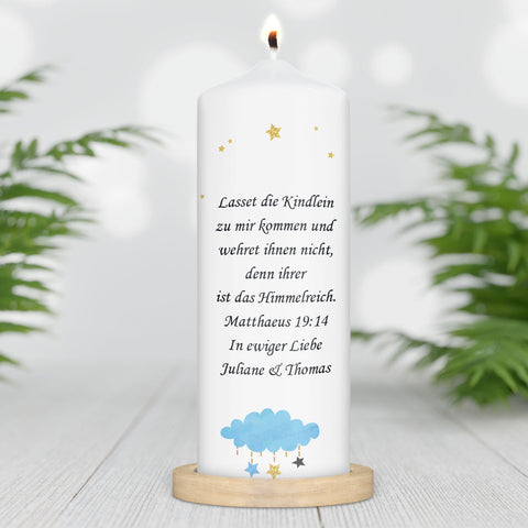 Große Kerze "Wolkenschaukel" - Trauerkerze mit Namen, Datum & Wunschtext
