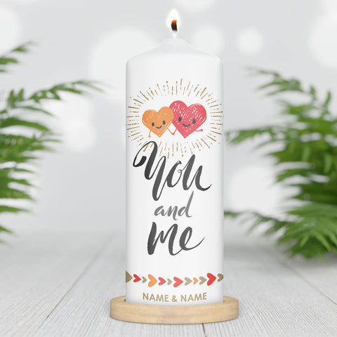 Große Kerze "You and Me" mit Namen für Paare