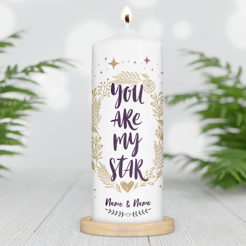 Große Kerze "You are my Star" mit Namen für Paare