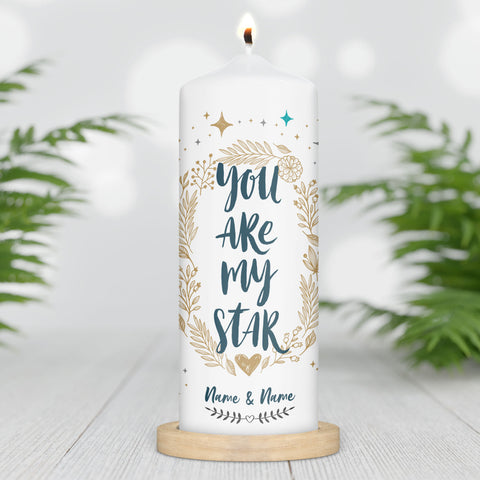 Große Kerze "You are my Star" mit Namen für Paare