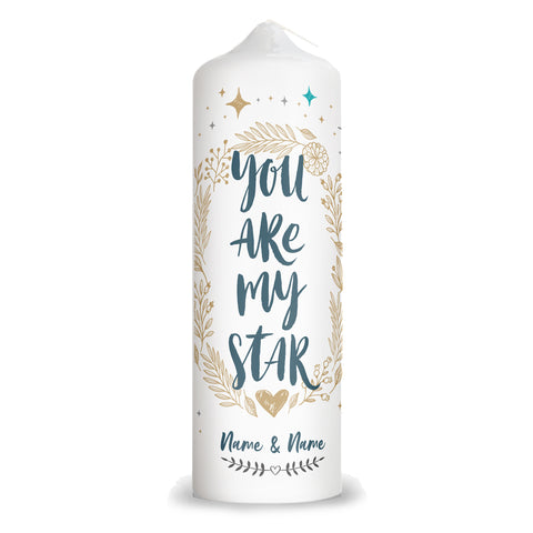 Große Kerze "You are my Star" mit Namen für Paare
