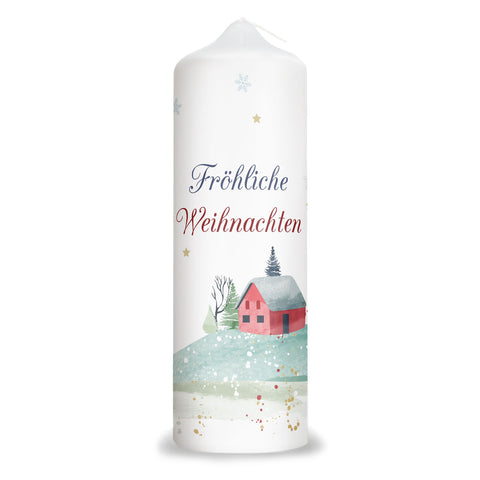 Große Kerze "Fröhliche Weihnachten Haus" zu Weihnachten