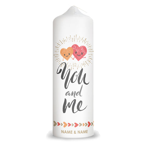 Große Kerze "You and Me" mit Namen für Paare