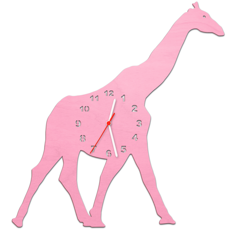Kinder Wanduhr Giraffe Rosa