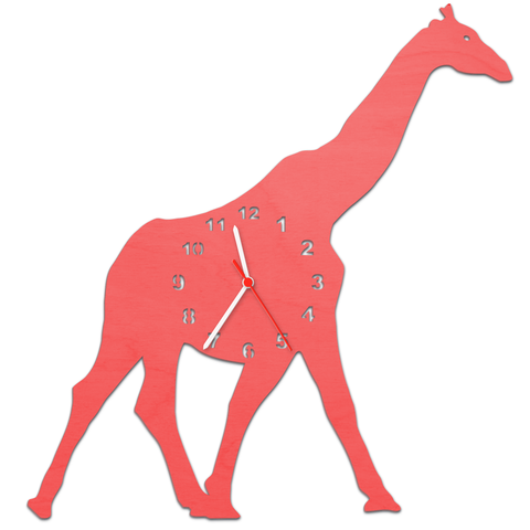 Kinder Wanduhr Giraffe Rot