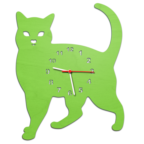 Kinder Wanduhren Katzen Grün