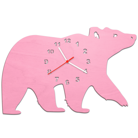 Kinder Wanduhren Bär Rosa