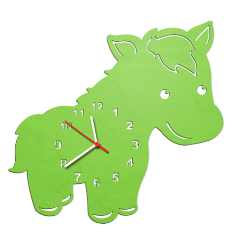 Kinder Wanduhr im Pferd Design