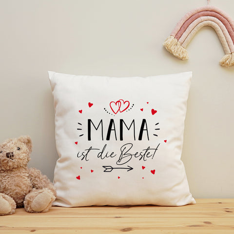 Bedrucktes Kissen mit Spruch Mama ist die Beste!