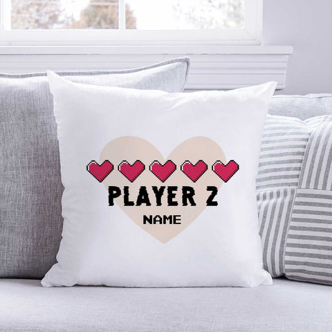 Bedrucktes Kissen mit Spruch "Player 1 & Player 2" im Set