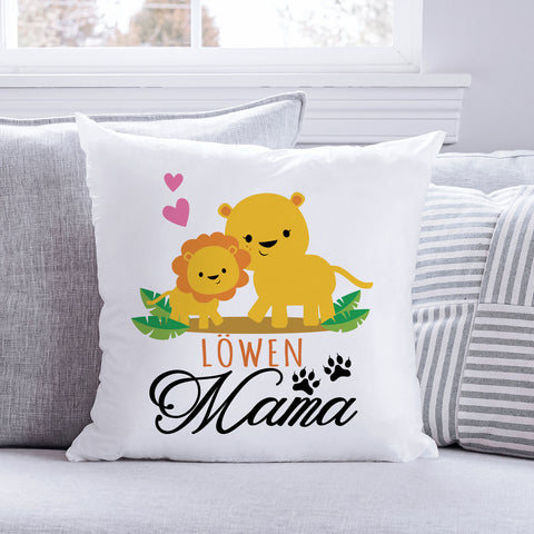 Bedrucktes Kissen mit Spruch Löwen Mama