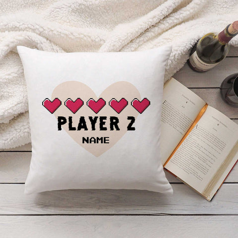 Bedrucktes Kissen mit Spruch "Player 1 & Player 2" im Set