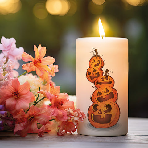 Kleine Halloween Kerze "Kürbisstapel"
