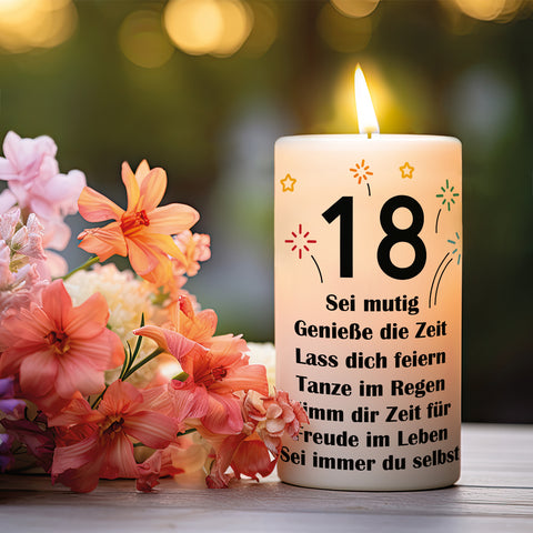 Kleine Geburtstagskerze "18 Jahre Geburtstag"