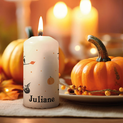 Kleine Kerze "Halloween Motive" mit Namen