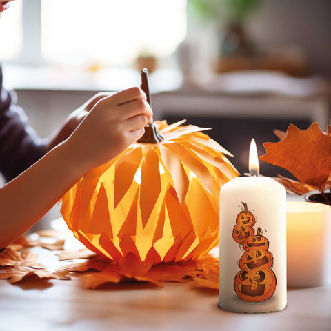 Kleine Halloween Kerze "Kürbisstapel"