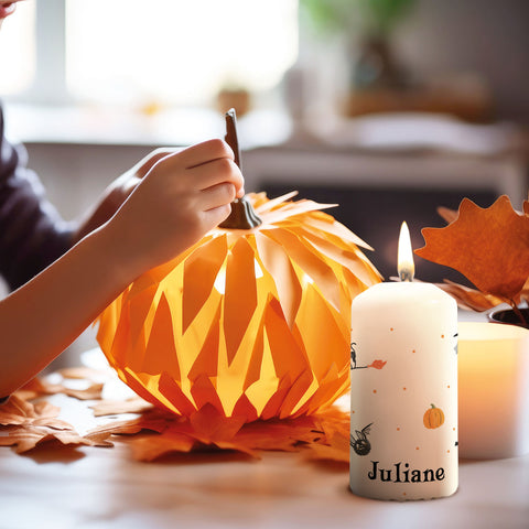 Kleine Kerze "Halloween Motive" mit Namen