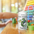 Kleine Kerze "Drache" mit Namen und Datum zur Einschulung