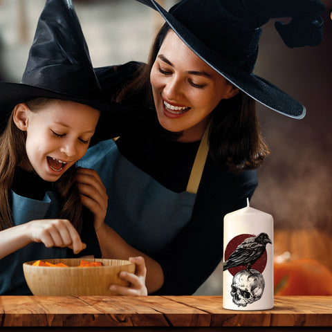 Kleine Kerze "Halloween Rabe" mit Namen