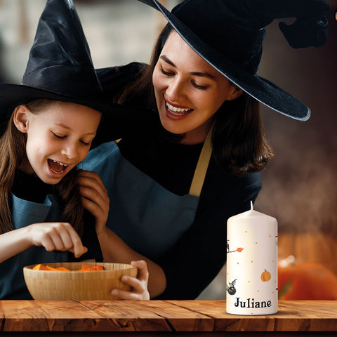 Kleine Kerze "Halloween Motive" mit Namen