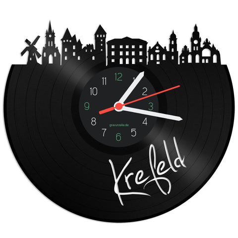 Schallplattenuhr Skyline Krefeld
