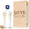 Leonardo Sektgläser mit Gravur im "Love" Design als Set inkl. gravierter Holzkiste