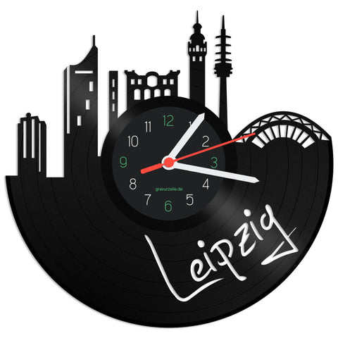 Schallplattenuhr Skyline Leipzig