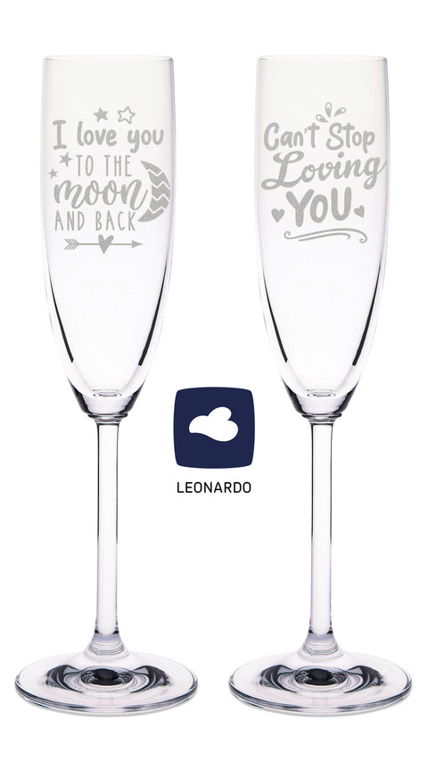 Leonardo Sektgläser mit Gravur "I love you to the moon and back" im Set