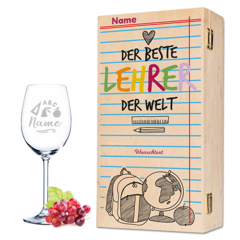 Leonardo Weingläser mit Gravur "Beste Lehrer/in" Design