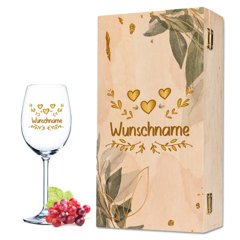 Leonardo Weinglas mit UV-Druck "Herzensmensch Floral Gold" Design