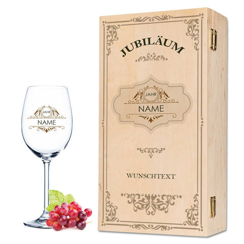 Leonardo Weinglas mit UV-Druck "Vintage Jubiläum" mit Namen