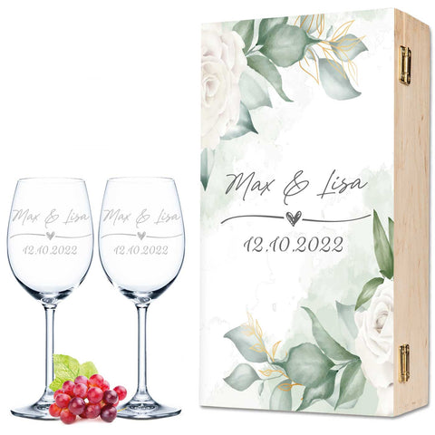 Leonardo Gläser mit Gravur im "Wedding Love" Design als Set