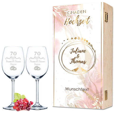 Leonardo Weingläser im "Gnadenhochzeit - 70 Jahre" Design als Set