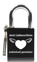 Liebesschloss in Schwarz mit Gravur