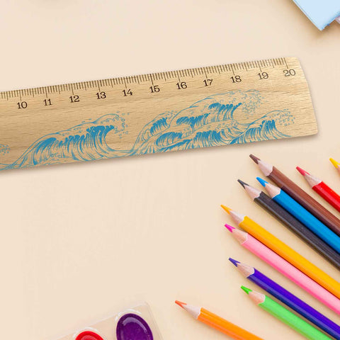 Lineal zur Einschulung im Wellen Design für Kinder aus Holz