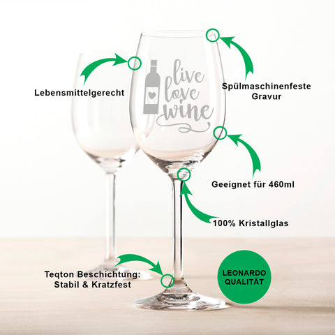 Leonardo Weinglas mit Gravur "Live Love Wine"