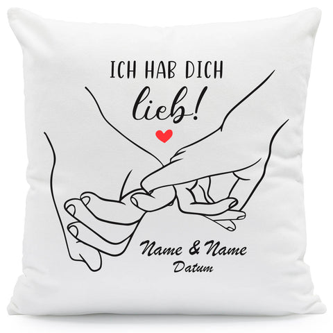 Bedrucktes Kissen mit Motiv "Love Hands"